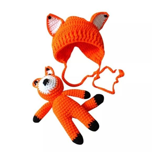 FOX Crochet Knit Baby Hat Gift Set - Picture 5 of 5